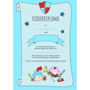 Ridder diploma's - kinderfeestje - diploma Ridder - 8 stuks