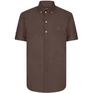 Jimmy Sanders Linnen Katoen Blend Shirt - Overhemd Heren Bruin - 2Xl