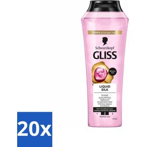 20 x Gliss - Shampoo - Liquid Silk - Voor Glanzend en Zijdezacht Haar - 250 ml - Gliss Liquid Silk - Schwarzkopf - Dof Haar - Breekbaar Haar