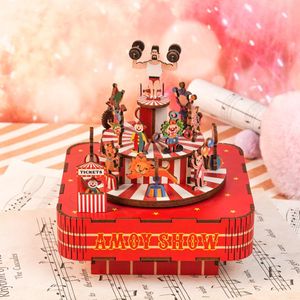 Tonecheer muziekdoosje: Circus Troupe | 3D-puzzel hout DIY modelbouwpakket | TQ047