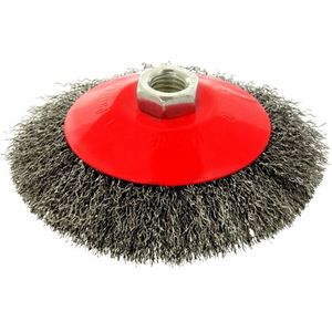 GEKO Stalen gekrulde draadborstel - 125 mm - M14 schroefdraad - Voor krachtige reiniging