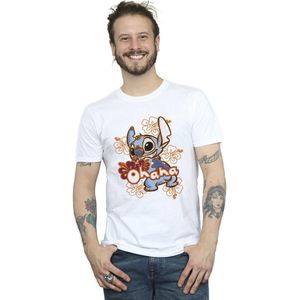 Disney Heren Lilo en Stitch Ohana Oranje Hibiscus T-shirt