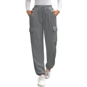 Thermische fleece gevoerde joggingsbroek voor dames - winter casual cargobroek