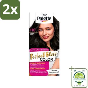 Poly Palette - Haarverf - Glossy Zwart 110 - 115ml - Voordeelverpakking - 2 stuks - Haarverf - Glanzende kleur