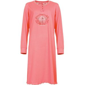 Tenderness Dames Nachthemd - Polo Sluiting - Oranje/Roze - Maat S