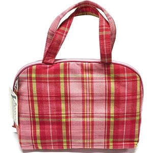 Vagabond-2 Handle Cosmetic Bag-""Madras"" - Pink/Rose - Afmeting 26 x 12 x 22 cm.
