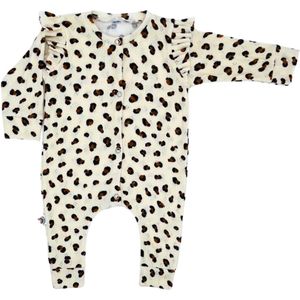 Handgemaakt boxpakje Ajour Panter met ruffle mouwtjes (maat 50-56)