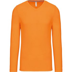Kariban T-shirt V-hals lange mouwen K358 - orange - XXL