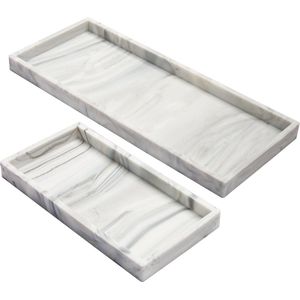 2 Stuks Badkamerdienblad - Zachte Siliconen - Marmerpatroon - Organisator voor Werkblad en Keukenspoelbak marble tray