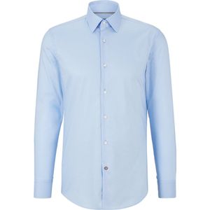 BOSS Hank slim fit overhemd - popeline - blauw gestreept - Strijkvriendelijk - Boordmaat: 44