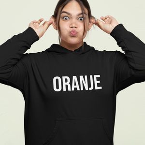 Zwarte Koningsdag Hoodie Oranje - Maat XXL - Uniseks Pasvorm - Oranje Feestkleding