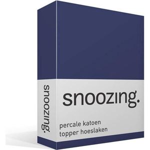 Snoozing - Topper - Hoeslaken  - Eenpersoons - 70x200 cm - Percale katoen - Navy