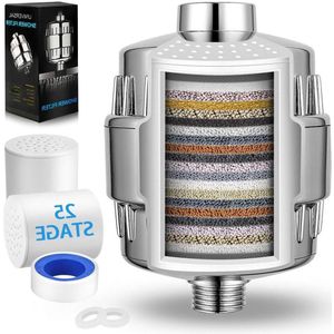 25-traps douchefilter met vitamine C voor hard water - 2 stuks vervangbare filterpatronen
