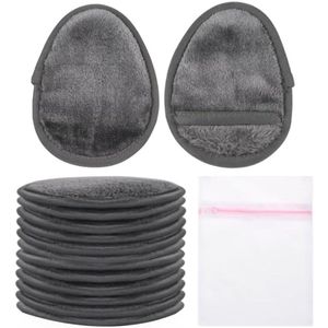 12 Stuks Super Zachte Gezichtsreinigingspads - Wasbare Microfiber Makeup Pads - Gezichtsreinigingspads met Waszak Grijs voor Makeup Verwijdering en Huidverzorging