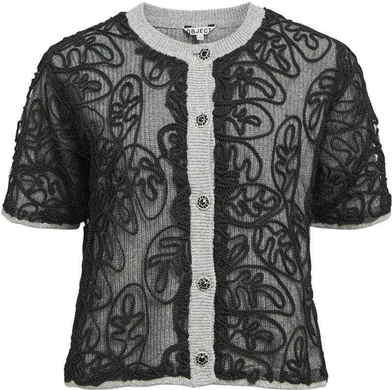 OBJECT - OBJFariba - Gebreid Vest - Grijs/Zwart