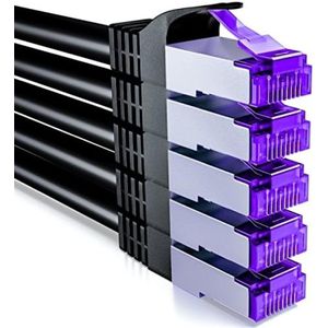 5x 2m CAT7 Netwerkkabel - 10 Gigabit - RJ45 Patchkabel Ethernetkabel (Koper, SFTP PiMF Afscherming) - LAN DSL Switch Modem Router Patchpaneel CAT7 CAT6 CAT5 - Zwart