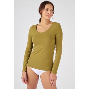 Damart - T-shirt met lange mouwen Thermolactyl Sensitive, biais van glanzende draden - Dames - Groen - 34-36 (XS)