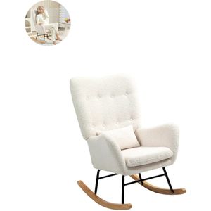 Fauteuil - Relaxzetel - Relaxstoel - Relaxfauteuil - Stoel - Met armleuning - Voor één Persoon - Crèmewit