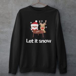 Lekker Waus Foute Kersttrui Zwart - Let It Snow - Maat XXL - Kerst Outfit Dames & Heren
