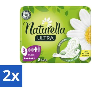 Natur'ella - Ultra - Maandverband - Maxi - 8 Pads - Voordeelverpakking - 2 stuks