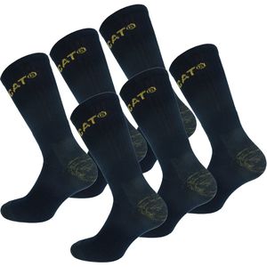 Caterpillar 6 Paar Premium Werksokken - Kuithoogte - Dubbele Versterkt op Hiel en Teen - Katoen Blauw, 43-46