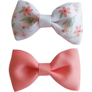 Haarspeldje met strik - coral bloom