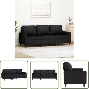 The Living Store Driezitsbank 180 cm fluweel zwart - 3 Zits Bank - Fluweel Sofa - Zwarte Bank - Banks Kopen - Luxe Bank