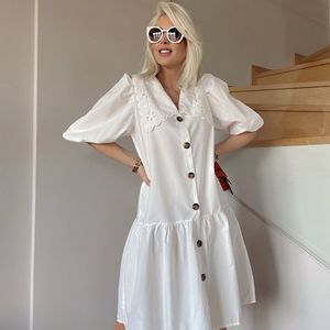 Blousejurk wit/borduur Details/SIRMAZA