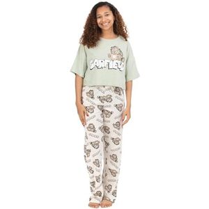 Dames Pyjama voor Volwassenen met Luie Kattenprint T-shirt en Broek