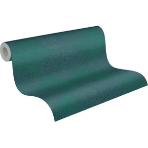 A.S. Création behang art deco motief blauw, groen en metallic - AS-380271 - 53 cm x 10,05 m