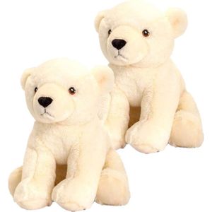 2x Stuks Pluche Knuffel Ijsberen/Ijsbeer van 25 cm - Dieren Knuffelbeesten Voor Kinderen Of Decoratie