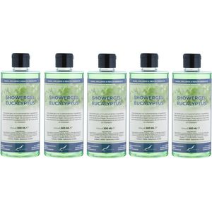 Douchegel Eucalyptus 500 ml - met klepdop - set van 5 stuks - transparant - Showergel