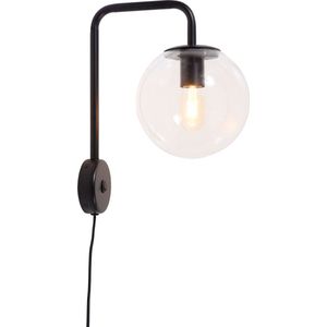 it's about RoMi Wandlamp Warsaw - Zwart/Glas - 29x20x38cm - Binnen Modern