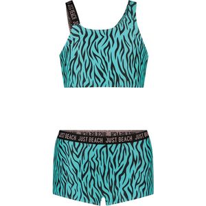 Just Beach J401-5014 Meisjes Bikini - Turquoise zebra - Maat 134-140