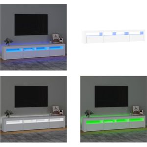 vidaXL Tv-meubel met LED-verlichting 210x35x40 cm wit - Tv-kast - Tv-kasten - Tv-meubel - Tv-meubel Met LED-verlichting