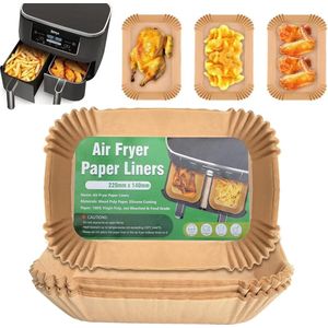 120 Stks Air Fryer Liners Bakpapier voor Dubbele HeteluchtFriteuse, 22 x 14 cm Rechthoekig Bakpapier voor Friteuses Compatibel met AF300EU AF400EU, Andere Dual Zone Airfryers