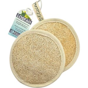 Elicious® - Loofah - Gezicht Scrub Pad - Set van 2 stuks - 100% Natuurlijk - Plantaardig - Biologisch Afbreekbaar - Gezichtsspons - Scrub Handschoen - Natuurspons - Scrub - Peeling- Plasticvrij - Duurzaam - Dierproefvrij - Vegan - Herbruikbaar