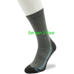 Bonnie Doon Katoenen Wandel Sokken 2 paar Grijs Mele/Blauw Zachte Dempende Zool Compressie delen Unisex 35/38 - Gladde naden - Compressiedelen voor Stevigheid en betere Bloedsomloop - Schokdempende Zool - Vochtregulerend -Grey M /Blue - BW23000202.24