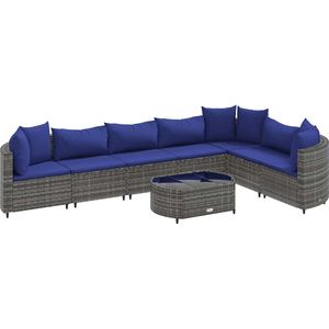 vidaXL 8-delige Loungeset - Grijs Poly Rattan Loungeset - Loungemeubels - Buitendecoratie - Tuinmeubelen - Pe Rattan - Outdoor Furniture - Garden Furniture