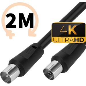 Digitale TV Kabel - 2 Meter - Geschikt voor Ziggo TV - 4K Ultra HD Coaxkabel - 4G Proof Antennekabel - Coax Kabel - Coax Antennekabel - IEC Male to Female