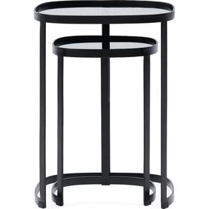 Riviera Maison Craig End Table S/2 Black - IJzer, Glas - Black - 40.0x40.0x55.0 cm