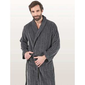 Badjas Shawlkraag Velours Osaka Maat XL Grijs col 6