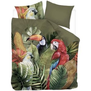 Snoozing Macaw - Flanel - Dekbedovertrek - Tweepersoons - 200x200/220 cm - Multi kleur