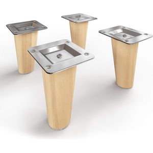 houten meubelpoten - Clif Round | Olieafwerking | Hoogte: 8 cm | HMF1 | rond, conisch (rechte versie) | Materiaal: massief hout (beuken) | voor stoelen, tafels, kasten etc.