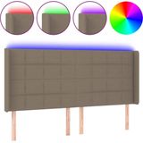 vidaXL - Hoofdbord - LED - 203x16x118/128 - cm - stof - taupe