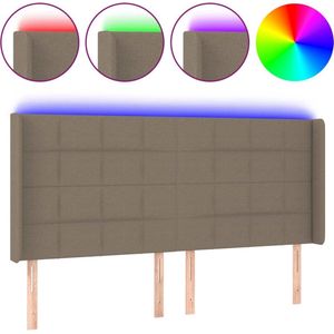 vidaXL - Hoofdbord - LED - 203x16x118/128 - cm - stof - taupe