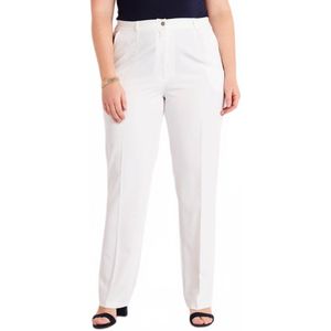 Effen broek met rechte pijpen en semi-elastische tailleband