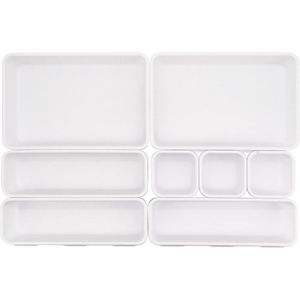 Bureaulade-organizer set - veelzijdige opbergdozen - 8 stuks - wit