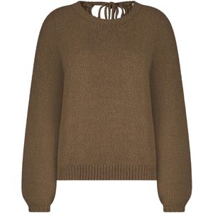 Red Button Trui Sweater With Knot Srb4740 Mid Brown Dames Maat - XL
