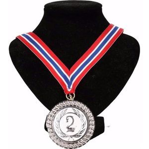 Kampioensmedaille nr. 2 aan rood/wit/blauw lint